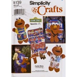 Vintage ©1998 Simplicity 8139 - Sesame Street Tickle Me Elmo Accessories